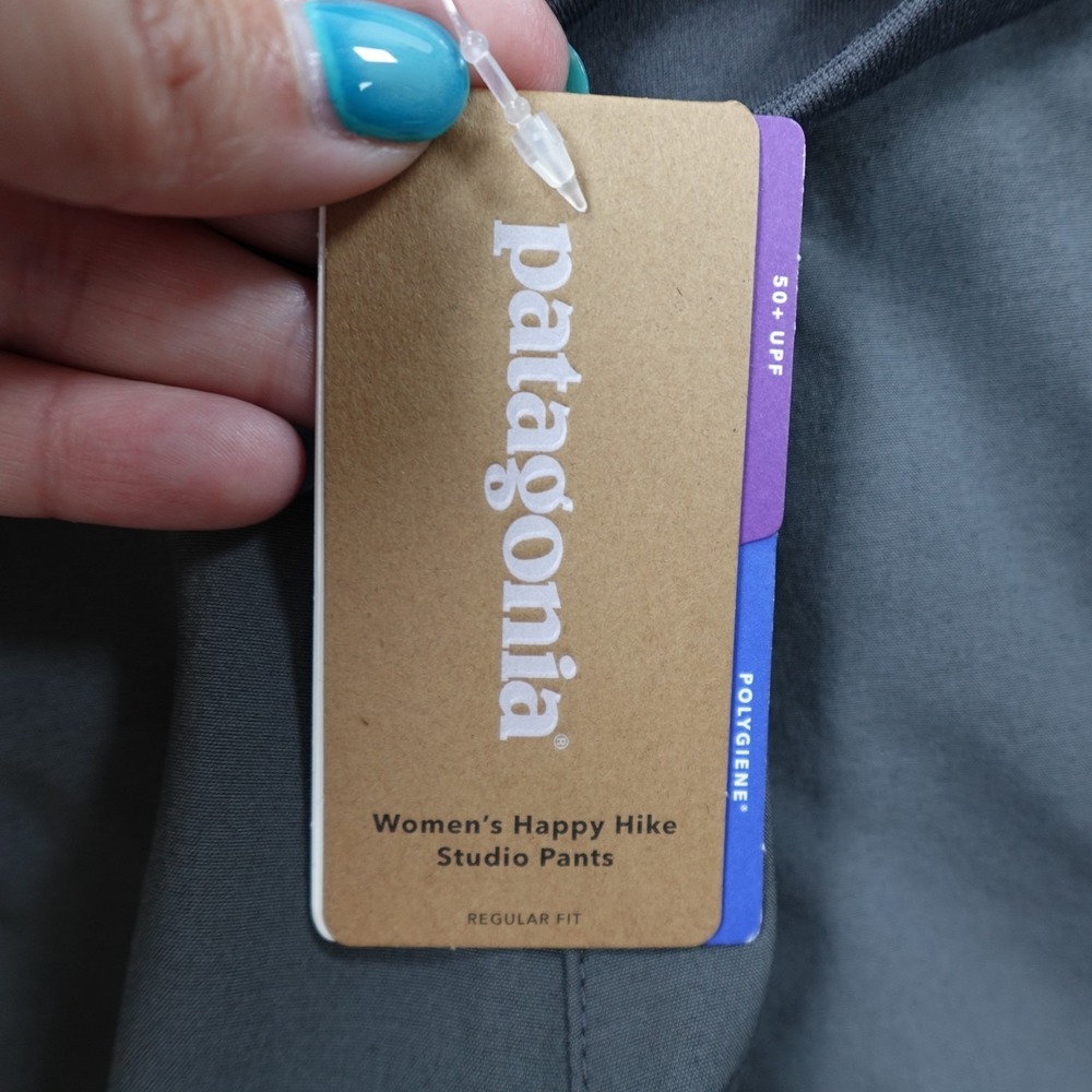 Patagonia Happy Hike Studio Pants Womens Medium Forge Gray Pull On Jogger Hiking - Picture 6 of 15